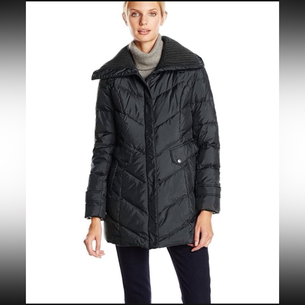 Cole Haan Mid-Length Down-Filled Puffer Winter Coat
